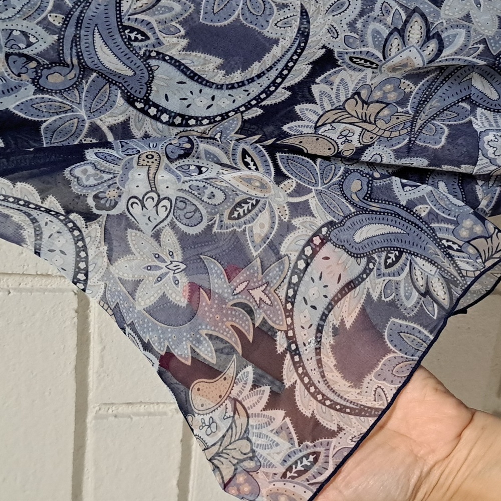 Beautiful Blue Formal Paisley Lined Sheer Sleeve Maxi Dtess. Size 24W NWT - Picture 6 of 10